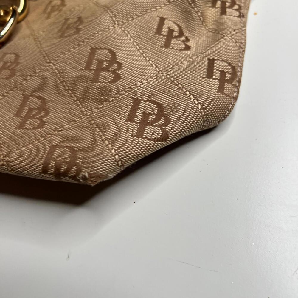 Dooney‎ & Bourke DB Signature Jacquard Shoulder Bag Brown Tan Leather Trim Hook - Picture 6 of 10